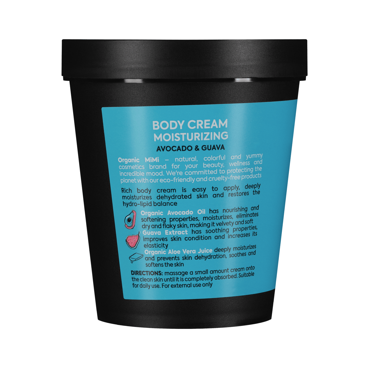 Organic Mimi, Body Cream Moisturizing Avocado &amp; Guava, 200 ml by Damask Rose