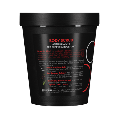 Organic Mimi, Body Scrub Anticellulite Red Pepper &amp; Rosemary, 250 g by Damask Rose