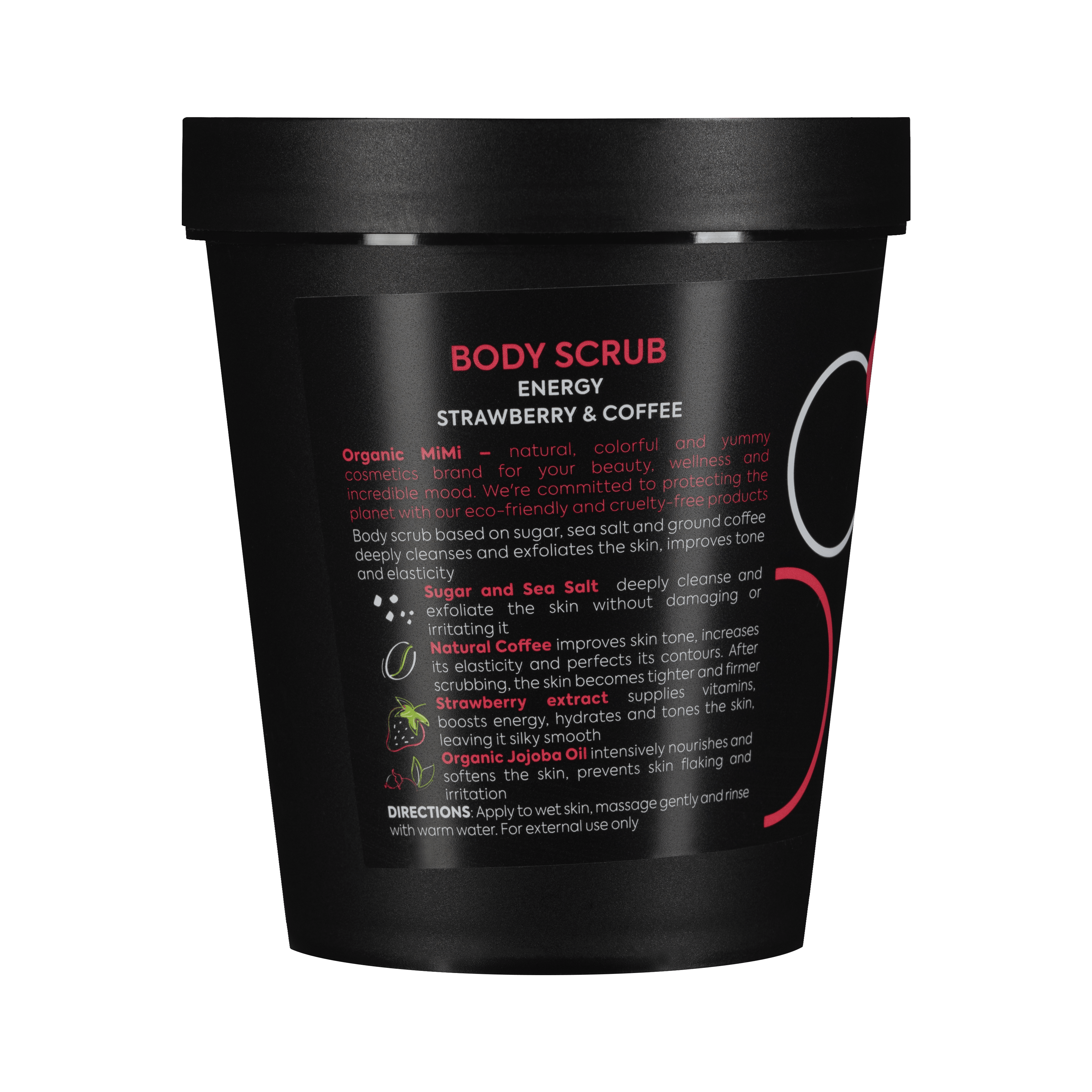 Organic Mimi, Body Scrub Energy Strawberry &amp; Coffee, 250 g by Damask Rose