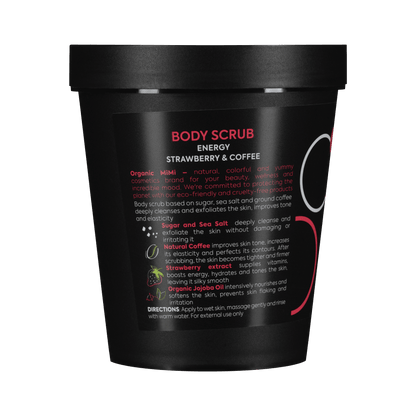 Organic Mimi, Body Scrub Energy Strawberry &amp; Coffee, 250 g by Damask Rose