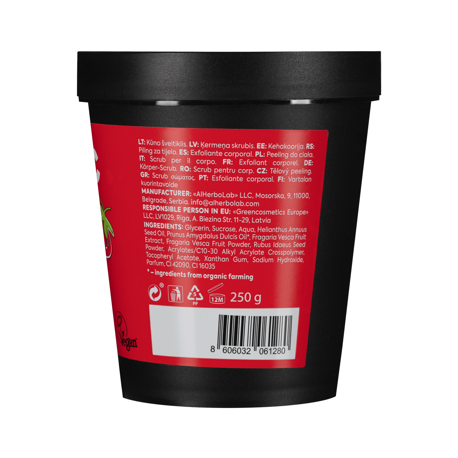 Organic Mimi, Body Scrub Jam Almond &amp; Strawberry, 250 g by Damask Rose