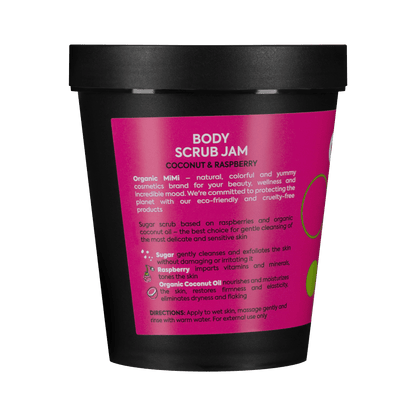 Organic Mimi, Body Scrub Jam Coconut &amp; Raspberry, 250 g by Damask Rose