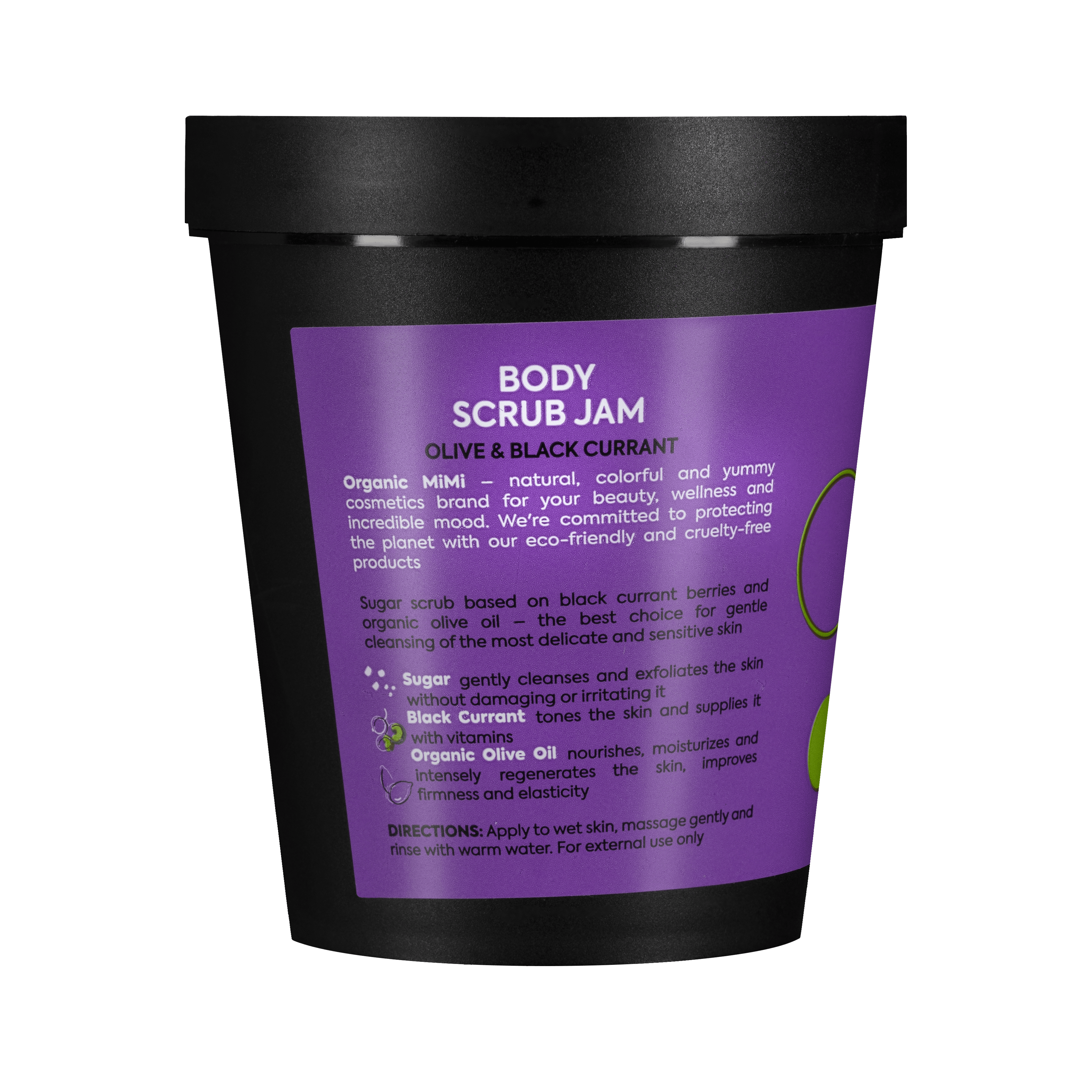Organic Mimi, Body Scrub Jam Olive &amp; Black Currant, 250 g by Damask Rose
