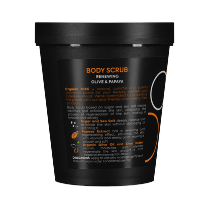 Organic Mimi, Body Scrub Renewing Olive &amp; Papaya, 250 g by Damask Rose
