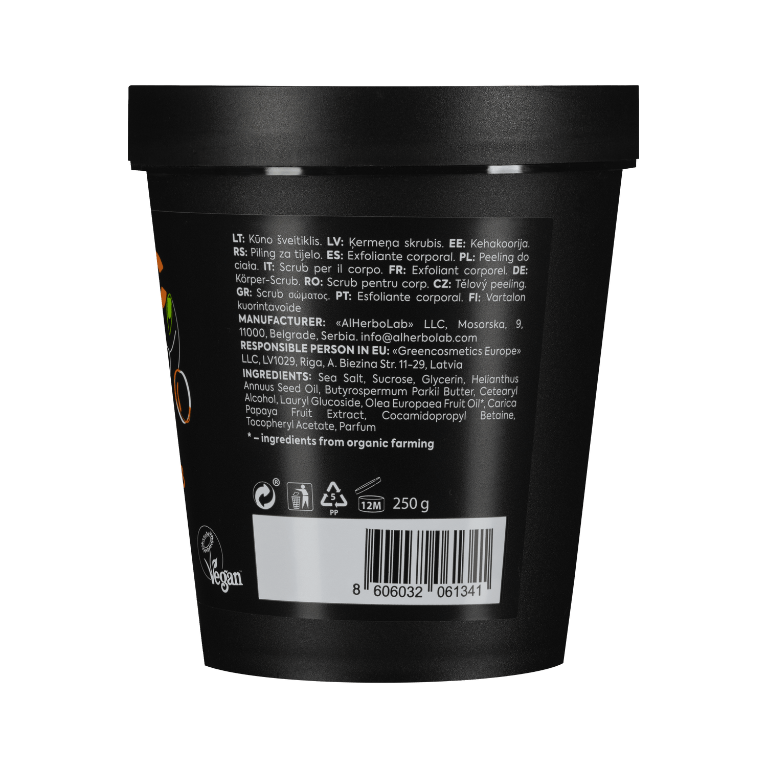 Organic Mimi, Body Scrub Renewing Olive &amp; Papaya, 250 g by Damask Rose