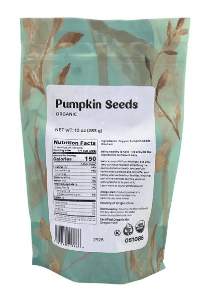 Pepitas (Pumpkin Seeds), Organic by Country Life Natural Foods