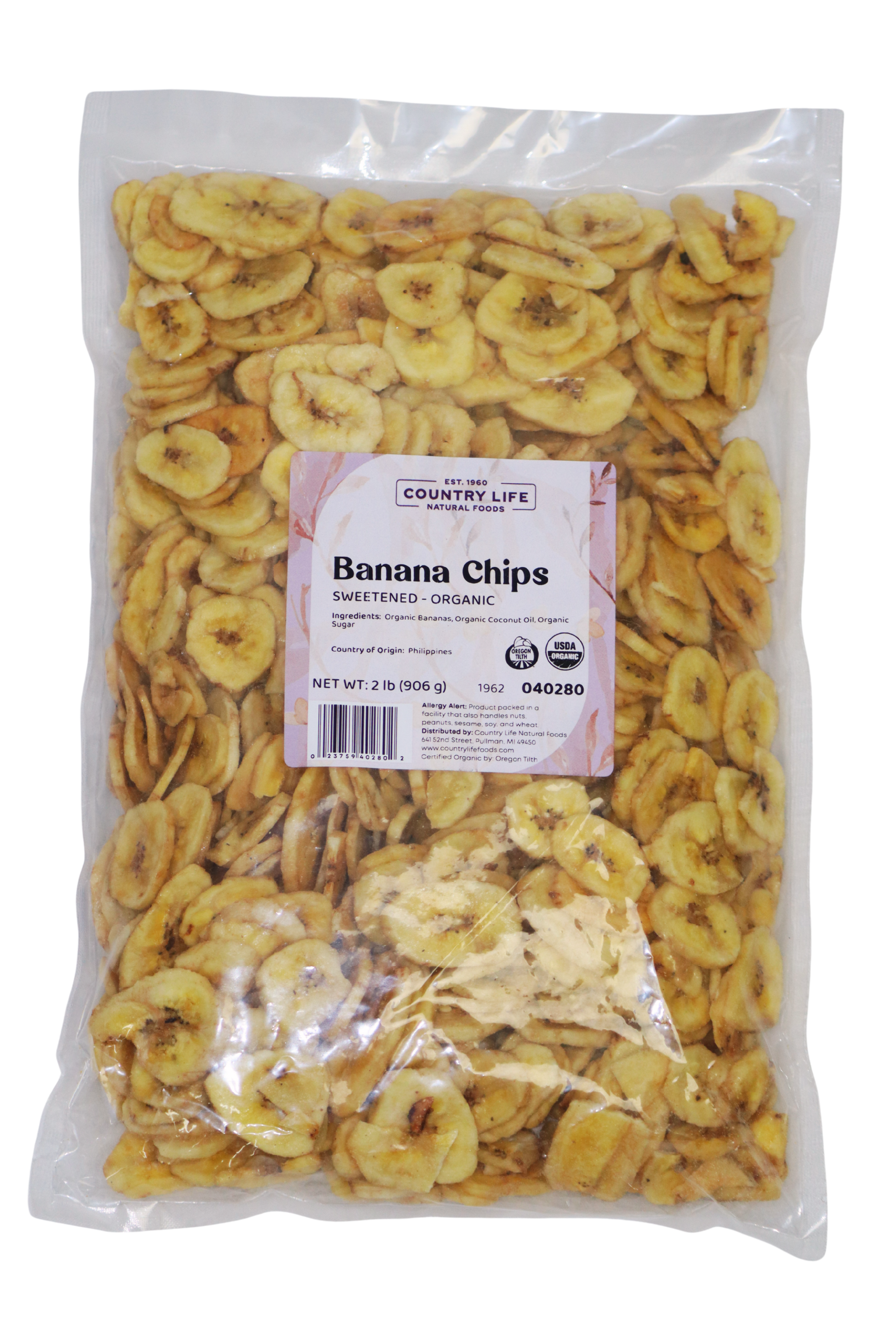 Banana Chips, Sweetened, Organic by Country Life Natural Foods