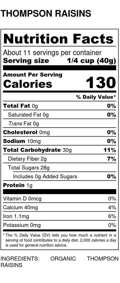 Raisins, Thompson, Organic by Country Life Natural Foods