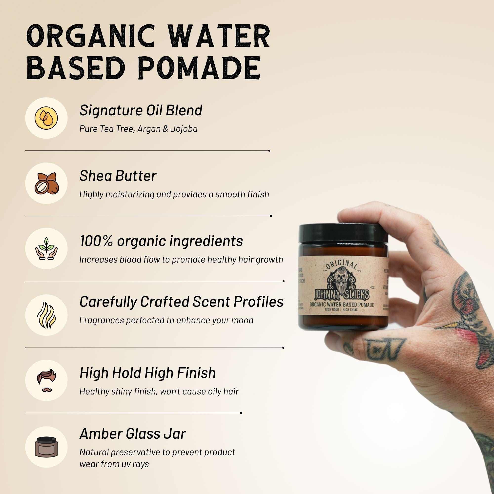 Organic Water Based Pomade by Johnny Slicks