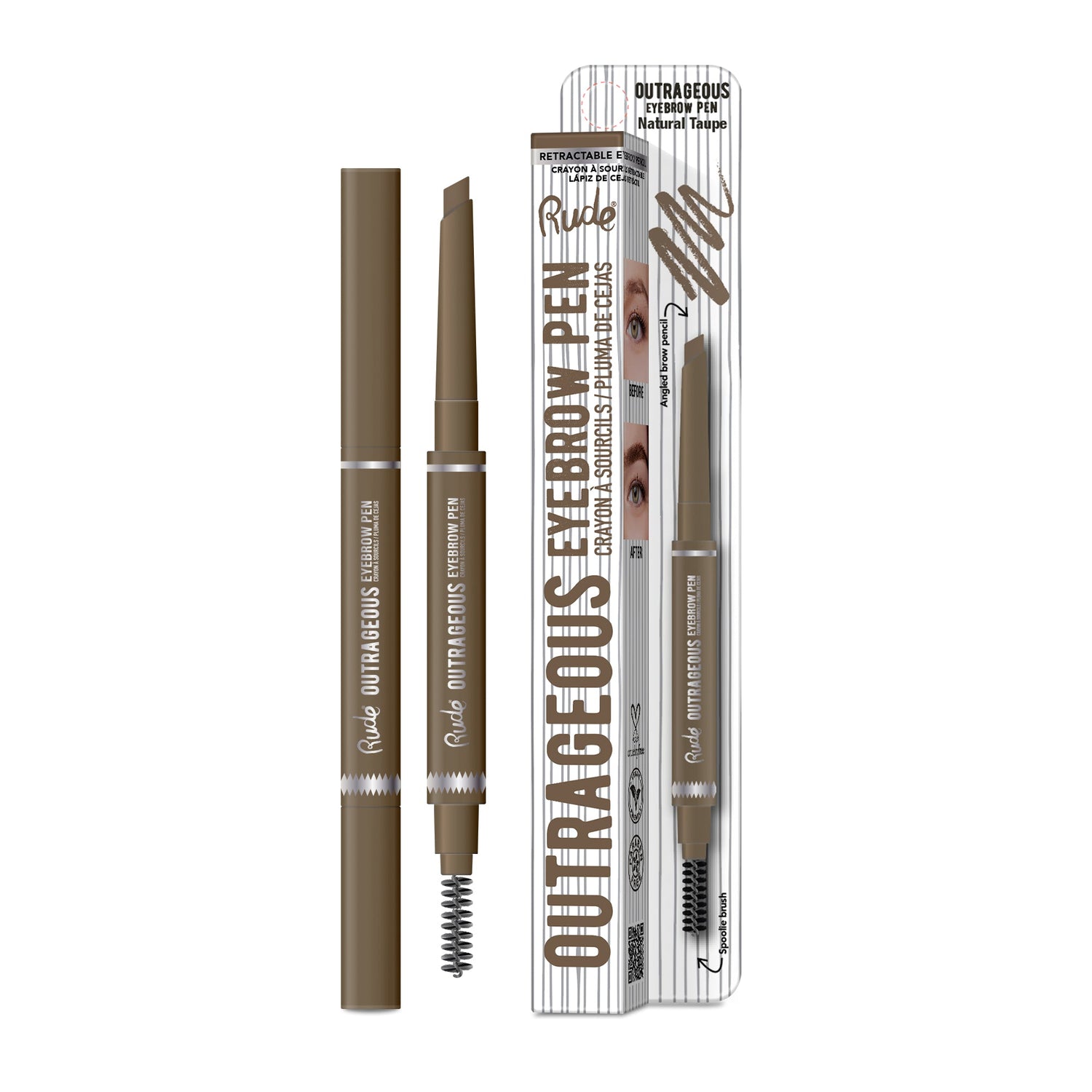 RUDE Outrageous Eyebrow Pen - Natural Taupe - DestGlow