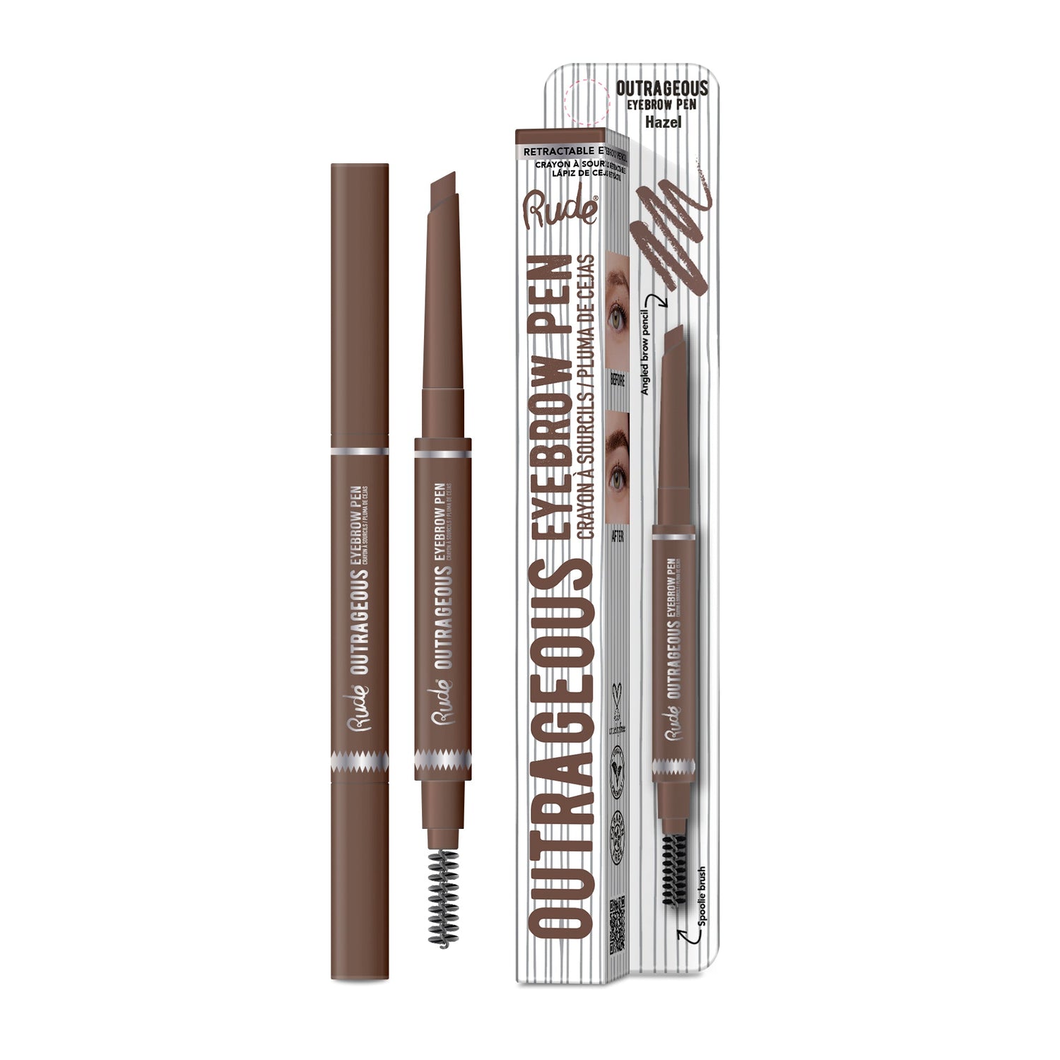 RUDE Outrageous Eyebrow Pen - Hazel - DestGlow