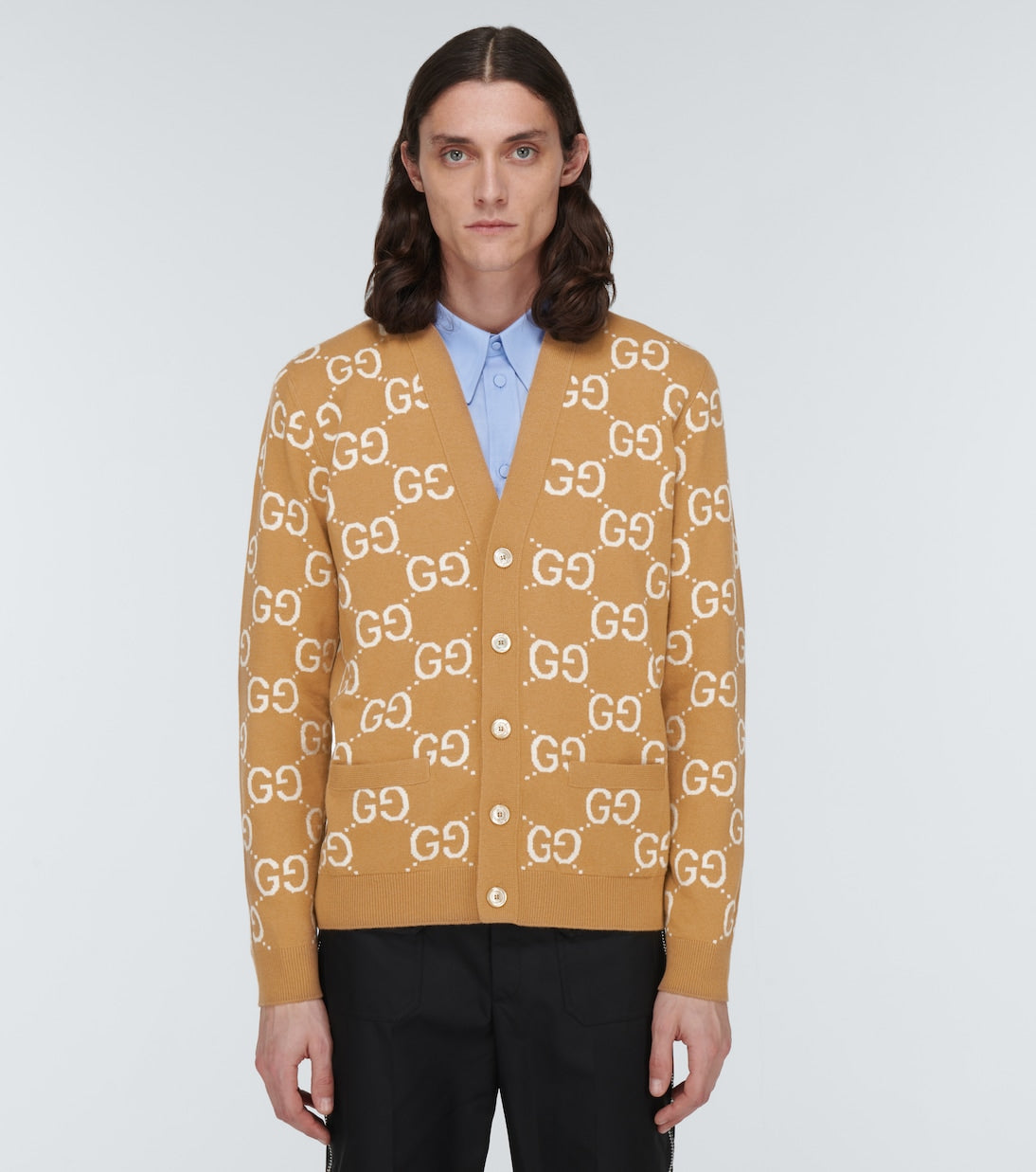 Gucci Men Gg Jacquard Wool Cardigan by Luosophy