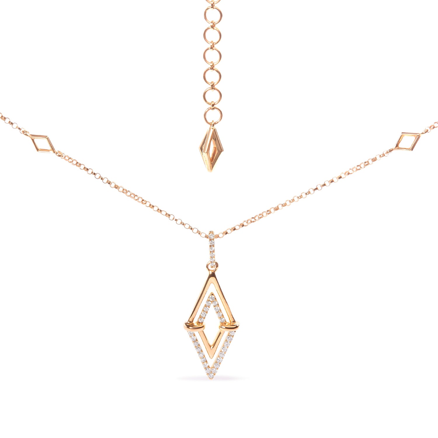14K Yellow Gold 1/4 Cttw Diamond Double Triangle Geometric 18" Pendant Necklace (G-H Color, SI1-SI2 Clarity) by Bids.com