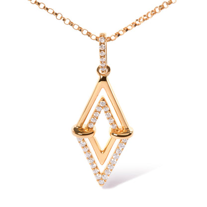 14K Yellow Gold 1/4 Cttw Diamond Double Triangle Geometric 18" Pendant Necklace (G-H Color, SI1-SI2 Clarity) by Bids.com