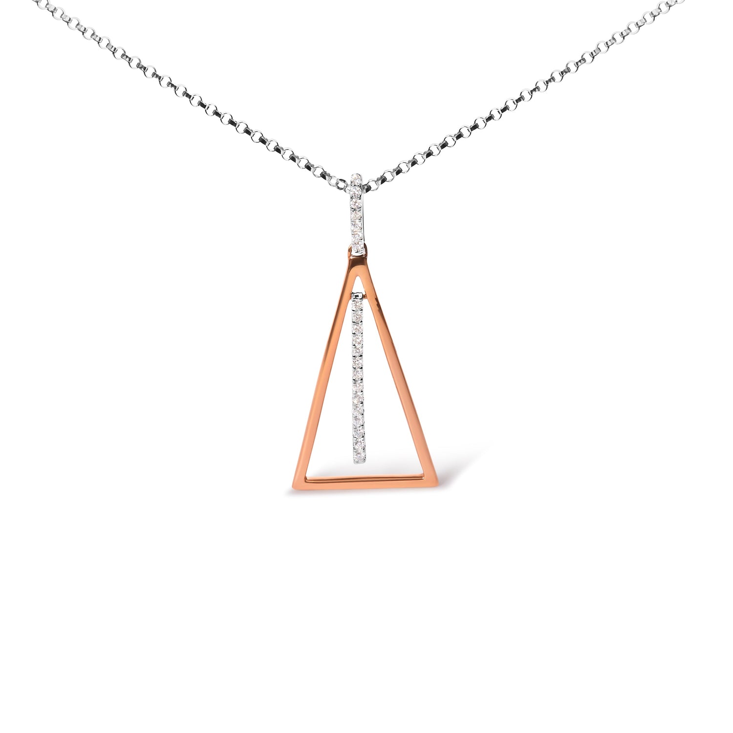 14K Rose and White Gold 1/8 Cttw Diamond Windchime 18" Pendant Necklace (G-H Color, SI1-SI2 Clarity) by Bids.com