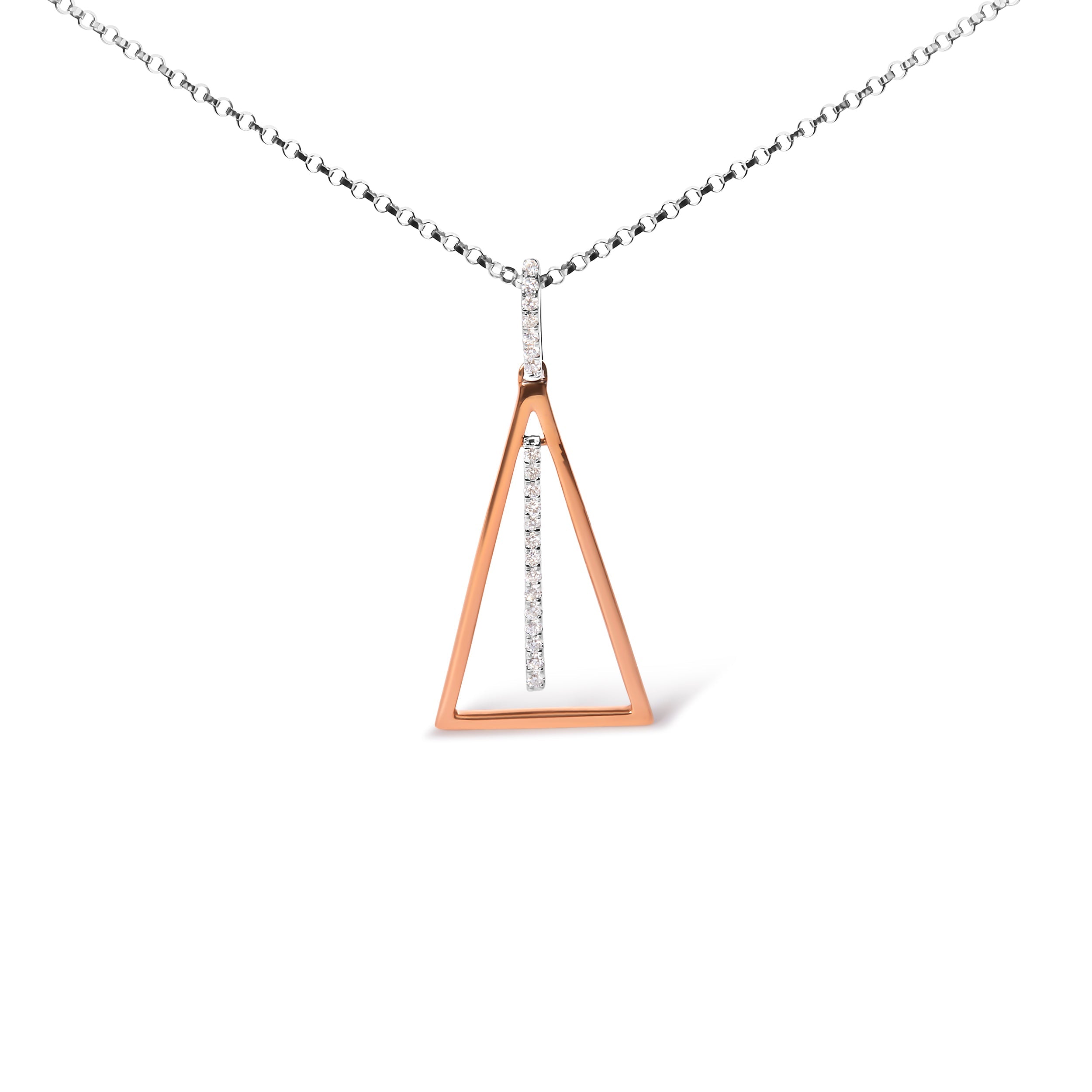 14K Rose and White Gold 1/8 Cttw Diamond Windchime 18" Pendant Necklace (G-H Color, SI1-SI2 Clarity) by Bids.com