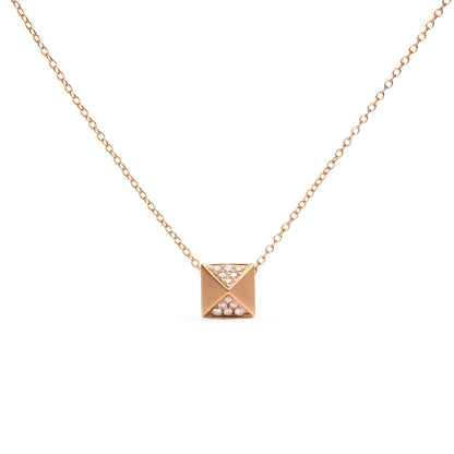 14K Yellow Gold 1/4 Cttw Diamond Matte Finished Pyramid Pendant Necklace (G-H Color, SI1-SI2 Clarity) - 18 Inches by Bids.com