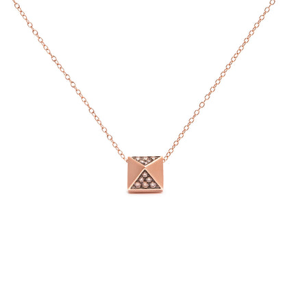 14K Rose Gold 1/4 Cttw Brown Diamond Matte Finished Pyramid Pendant Necklace (Brown Color, SI1-SI2 Clarity) - 18" Inches by Bids.com