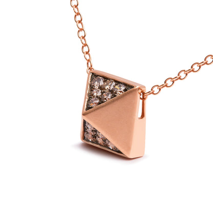 14K Rose Gold 1/4 Cttw Brown Diamond Matte Finished Pyramid Pendant Necklace (Brown Color, SI1-SI2 Clarity) - 18" Inches by Bids.com