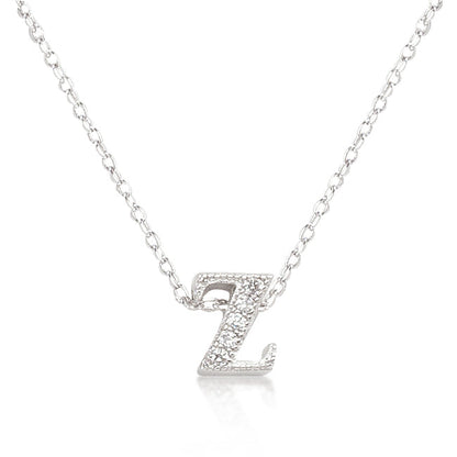 Avera Micro-Pave Initial Z Pendant in Sterling Silver