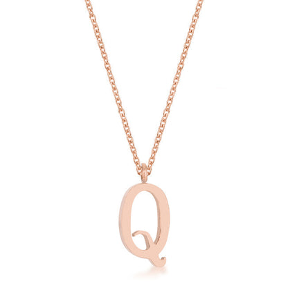 Avera Elaina Stainless Steel Q Initial Necklace Gold