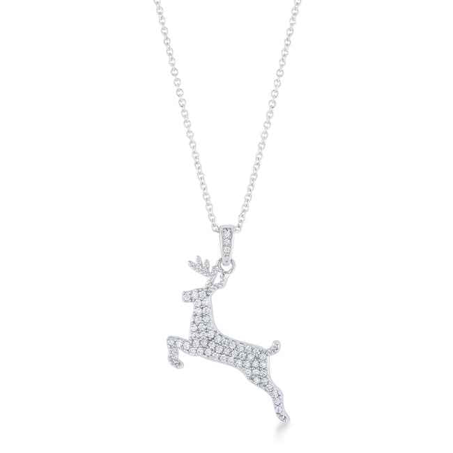 .35 ct CZ Reindeer Pave Holiday Pendant