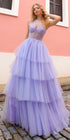 Nox Anabel P1400 Long Tiered Tulle Skirt Corset A-Line Ball Gown by DiscountDressShop