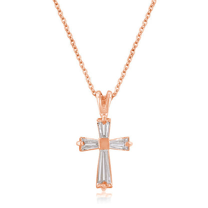 Avera Elegant Minimalist Cross Necklace In Pink