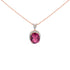 14K Rose Gold Vermeil Sterling Silver 1/5 Cttw Diamond Pink Quartz Oval Pendant Necklace by Bids.com