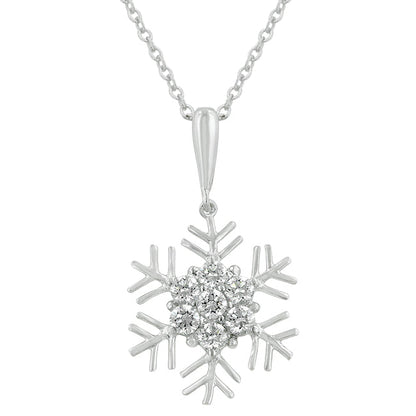 Avera Snowflake Cubic Zirconia Pendant in Sterling Silver