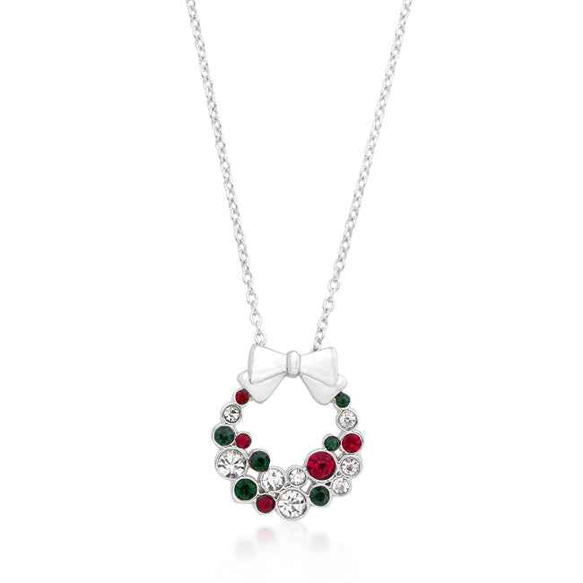 Holiday Wreath Crystal Pendant