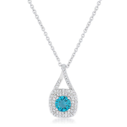 Avera Christal 1.2ct Cz Classic Necklace In Turquoise/Aqua