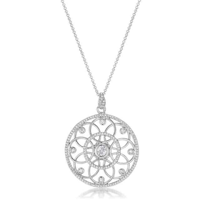1.4 Ct Pendant Necklace with Interlocking Circles and CZ