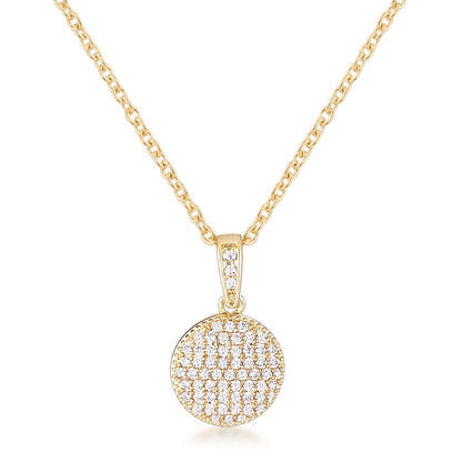Avera Radiant CZ Disk Pendant Necklace in Pink