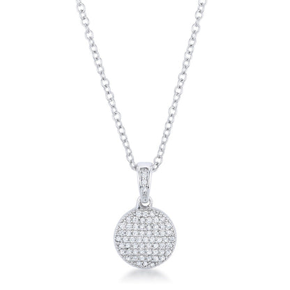 Avera Radiant CZ Disk Pendant Necklace in Pink