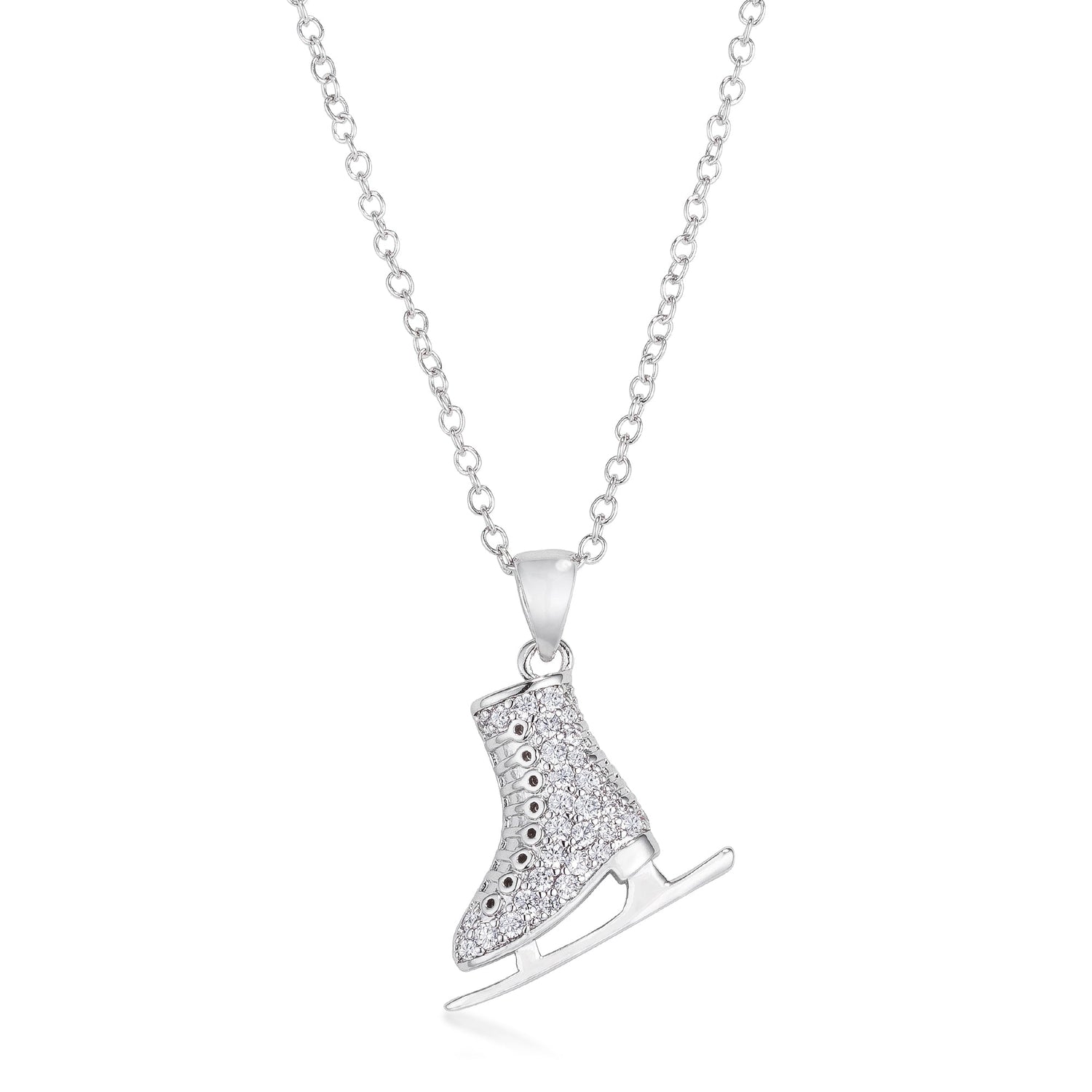 Delicate .4Ct Plated Ice Skate Pendant by Avera Group