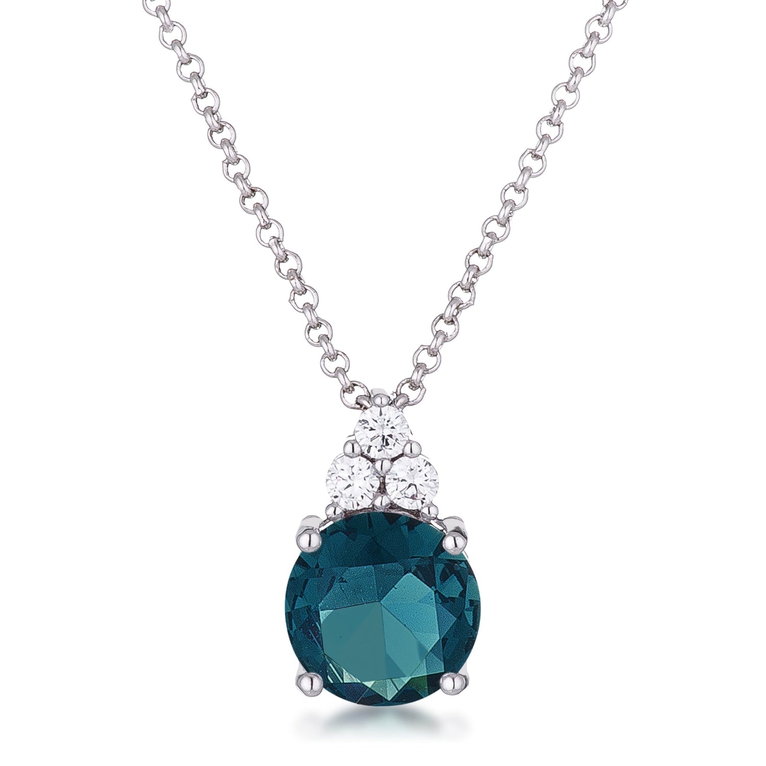 Avera Simple Plated 9mm Cubic Zirconia Pendant Necklace