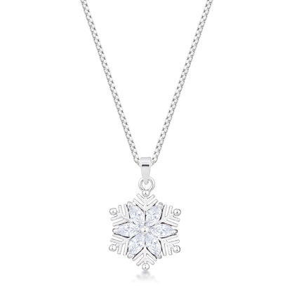 Avera Brilliant Marquise Snowflake Pendant in Sterling Silver
