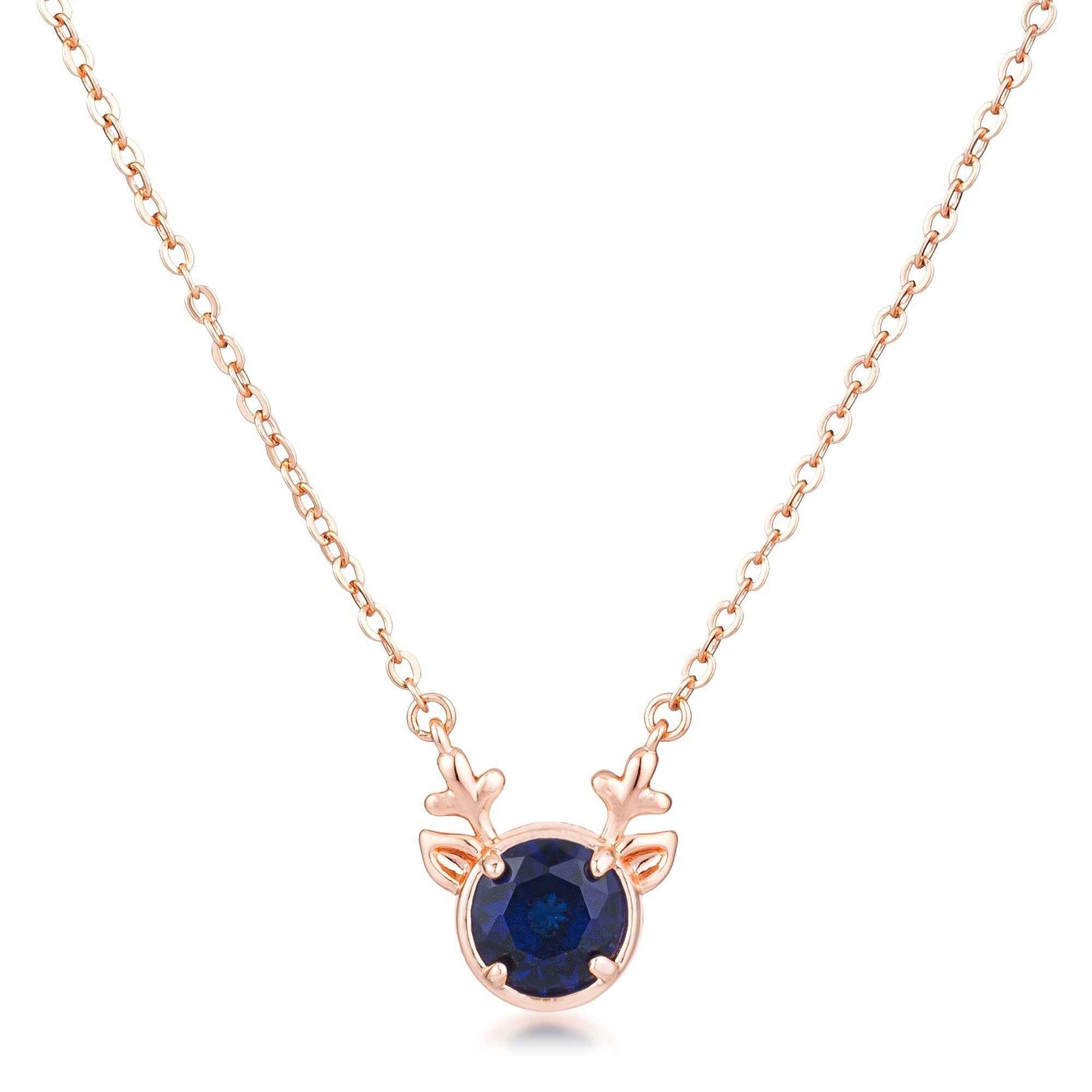 Reversible CZ Reindeer Pendant