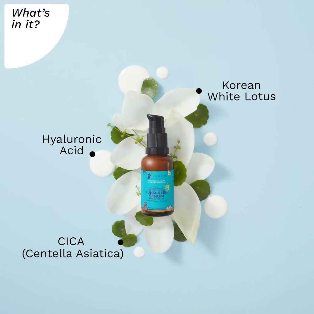 Pilgrim White Lotus Sunscreen Serum SPF 30 PA+++ - Limited Time Offer