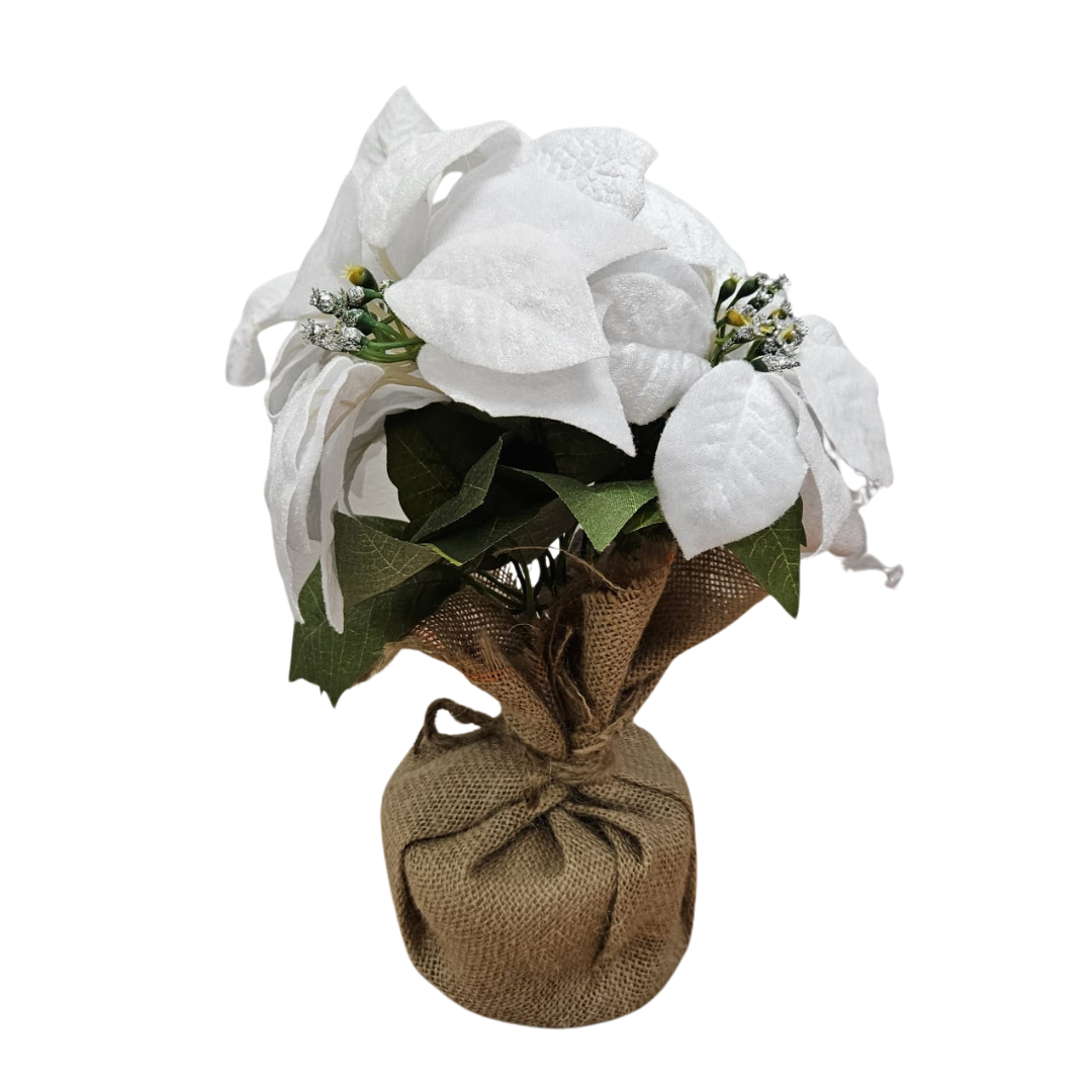 Pascua Blanca Artificial con Tiesto – Flor Navideña Elegante AA2025-7 by Farmacias Savia
