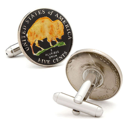 Hand Painted American Buffalo Nickel Coin Cufflinks by Cufflinks.com