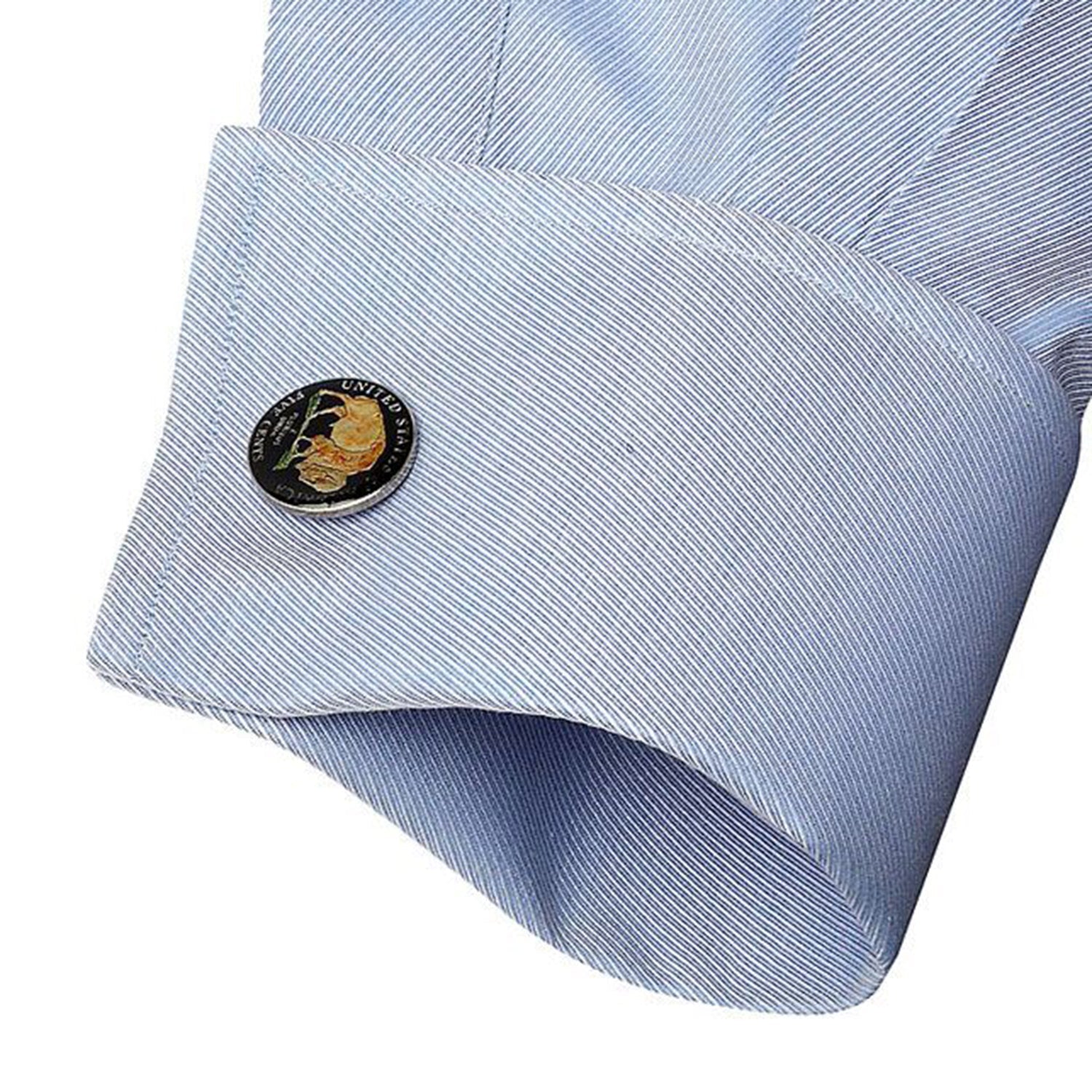Hand Painted American Buffalo Nickel Coin Cufflinks by Cufflinks.com