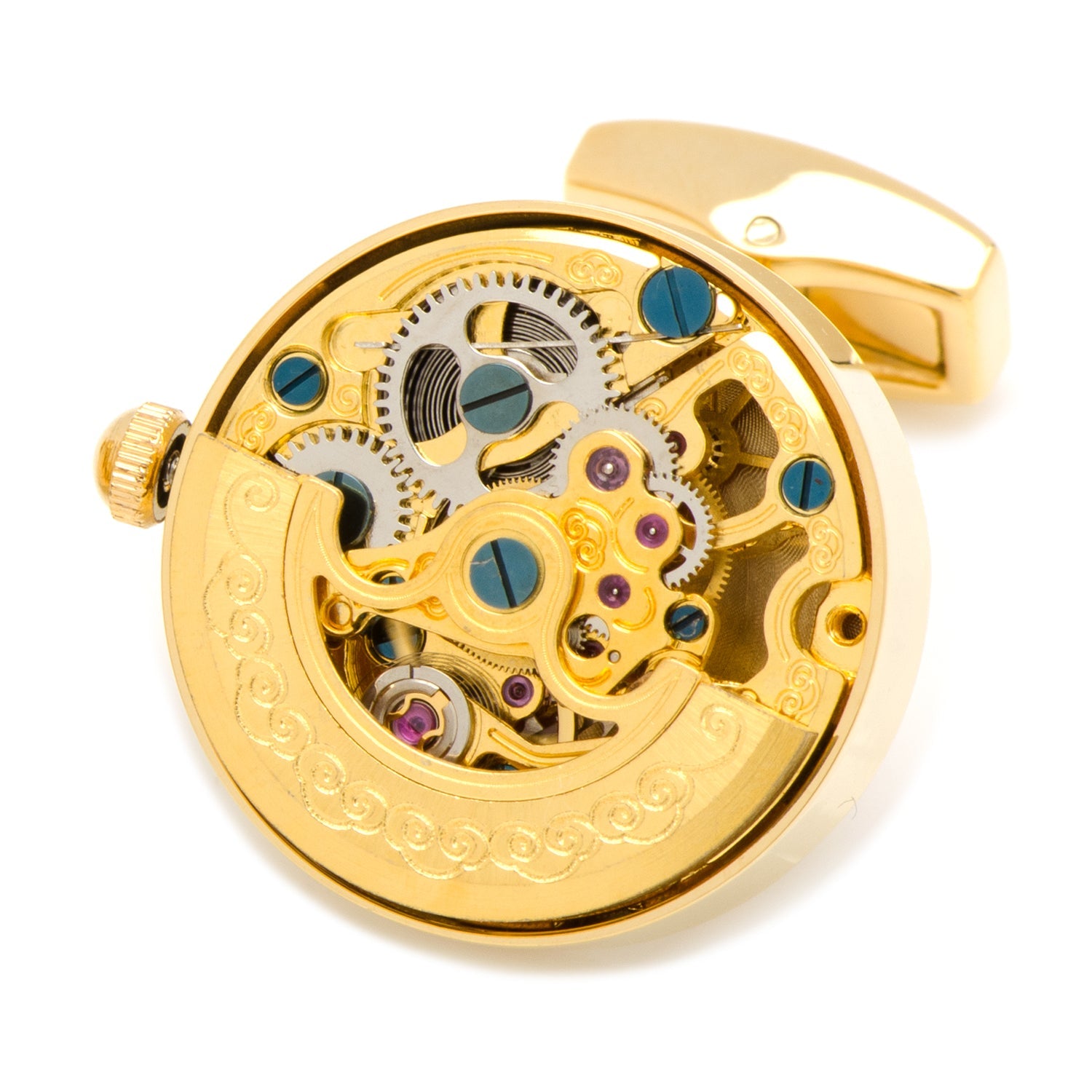 Gold on Gold Kinetic Watch Movement Cufflinks by Cufflinks.com