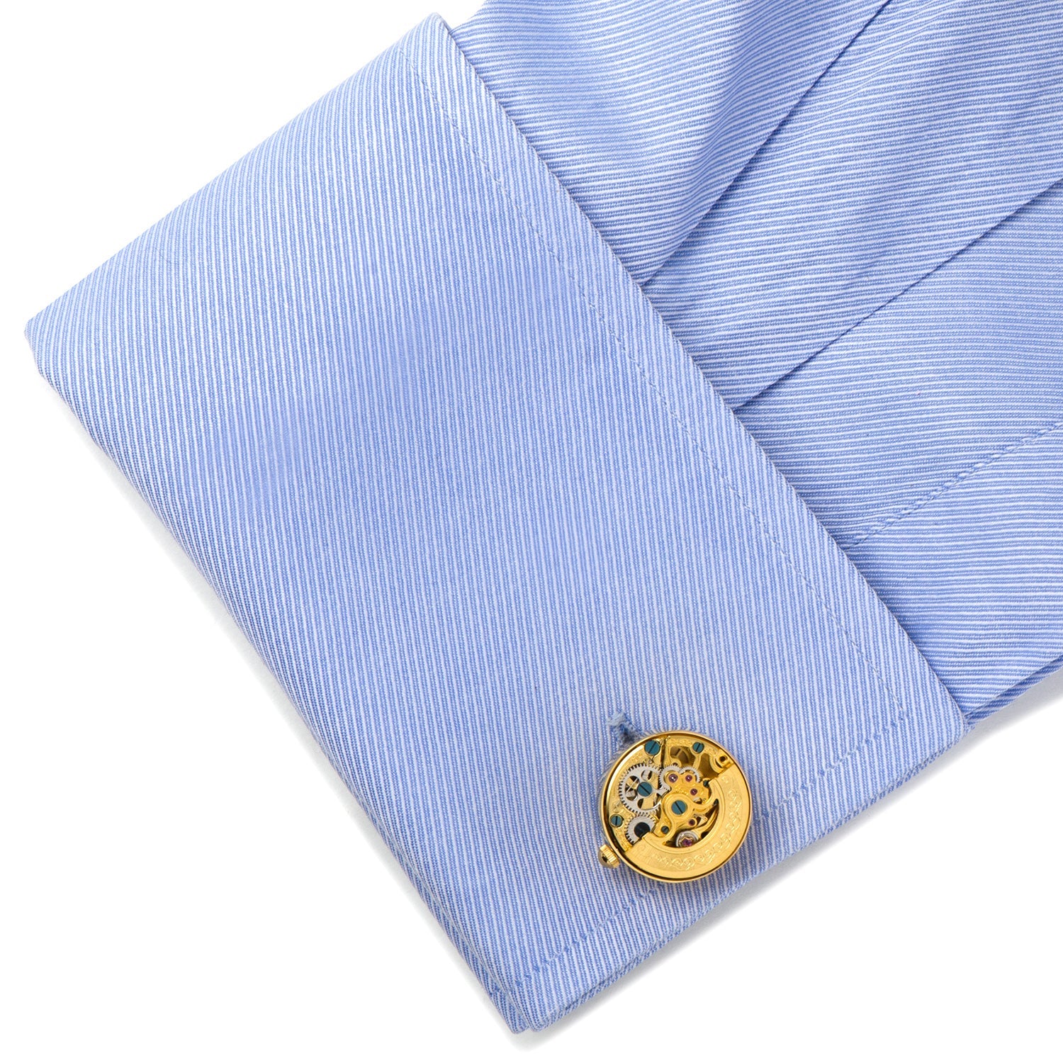 Gold on Gold Kinetic Watch Movement Cufflinks by Cufflinks.com