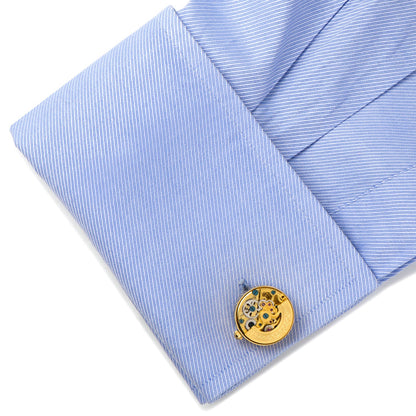 Gold on Gold Kinetic Watch Movement Cufflinks by Cufflinks.com