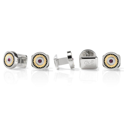 Gear Amethyst Stone 5-Studs by Cufflinks.com