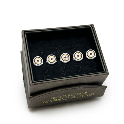 Gear Amethyst Stone 5-Studs by Cufflinks.com