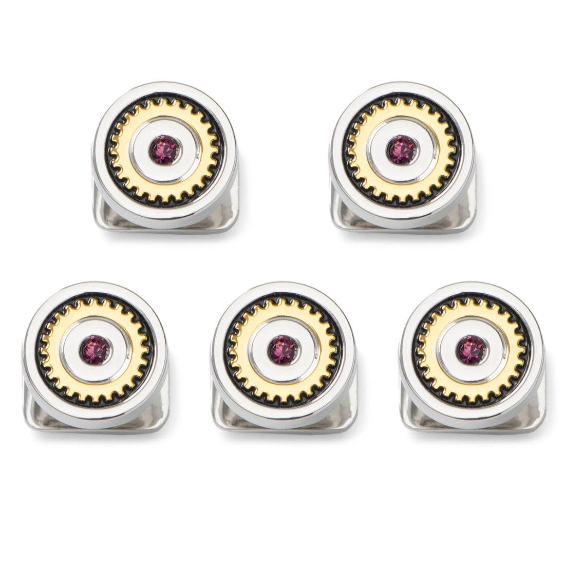 Gear Amethyst Stone 5-Studs by Cufflinks.com