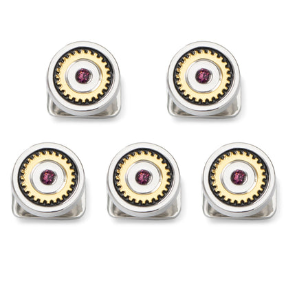 Gear Amethyst Stone 5-Studs by Cufflinks.com